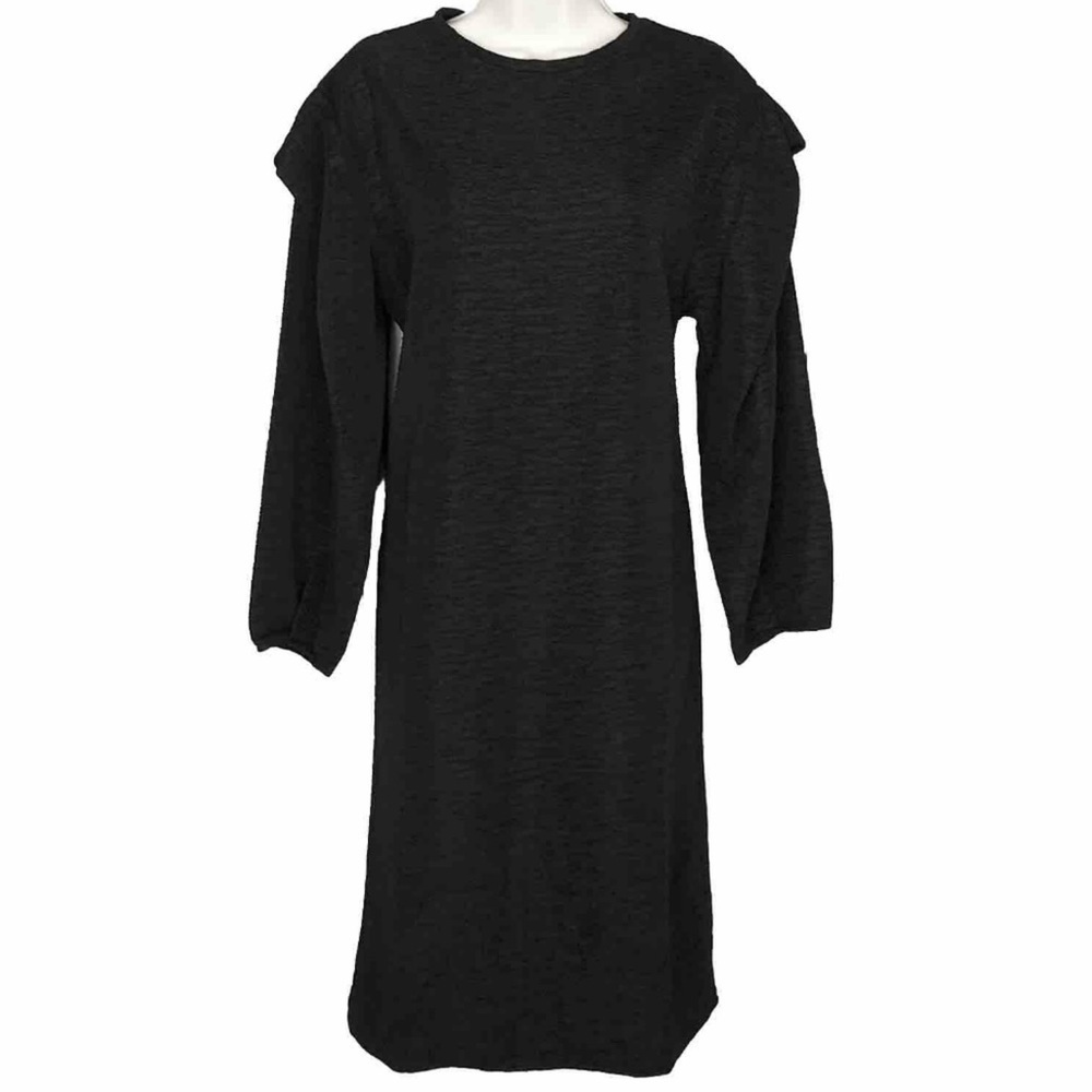 🆕 Zara textured pullover crew neck stretchy knee length long sleeve dr…